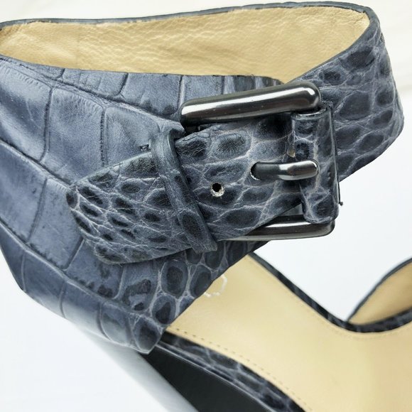 COACH Maze Leather Croc Embossed Platform Sandals - Picture 9 of 10